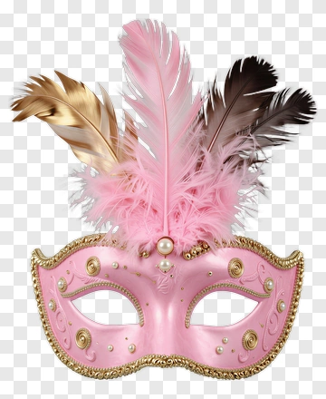 Pink Feathered Masquerade Mask PNG