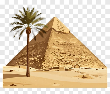 Pyramid With Palm Tree In Desert PNG