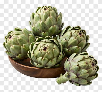 Artichokes In A Wooden Bowl PNG