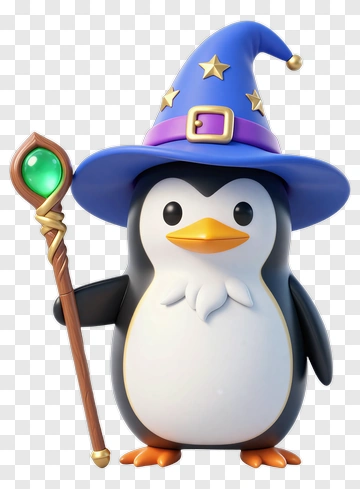 Wizard Penguin Holding A Staff PNG