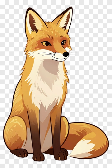 Cartoon Fox Sitting PNG