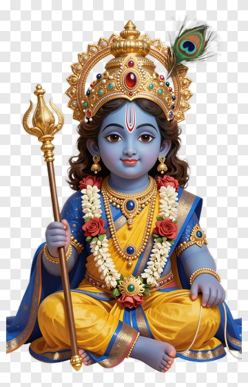 Hindu God Krishna Holding A Flute PNG
