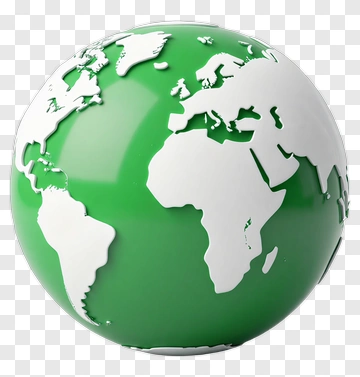 Green Globe With White Continents PNG