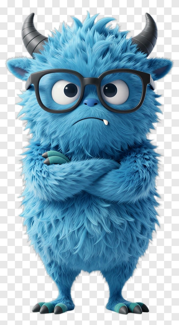 Blue Monster With Glasses And Crossed Arms PNG