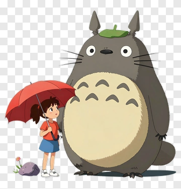 Girl Holding Umbrella With Totoro PNG