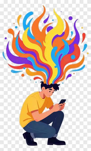 Young Man With Colorful Creative Thoughts PNG