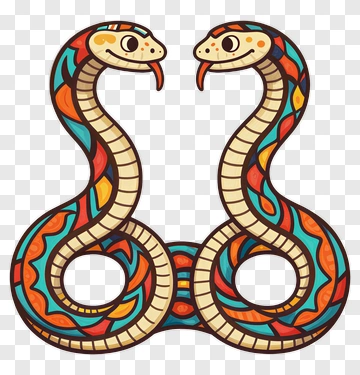 Colorful Twin Snakes PNG
