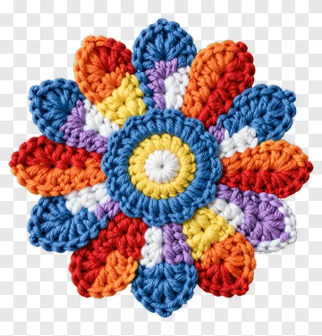 Colorful Crochet Flower PNG