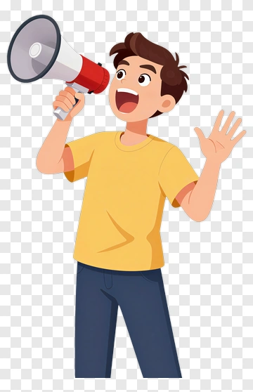 Cartoon Boy Holding A Megaphone PNG