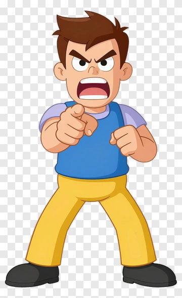 Angry Cartoon Boy Pointing PNG