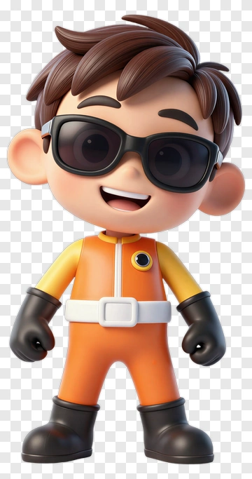 Cartoon Boy In Orange Suit With Sunglasses PNG