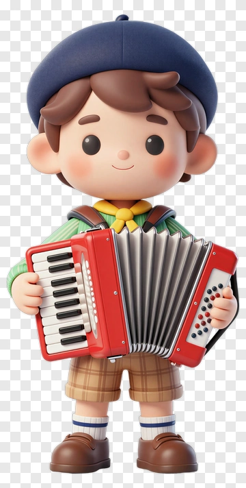 3D Boy Playing Accordion PNG