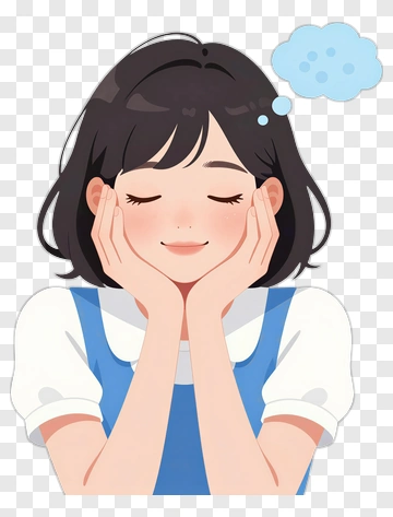 Smiling Girl With Thought Bubble PNG