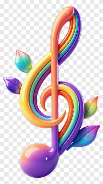 Colorful Musical Note With Leaves PNG