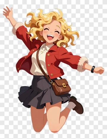 Happy Cartoon Girl Jumping PNG
