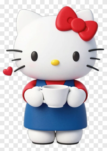 Hello Kitty Holding A Cup PNG
