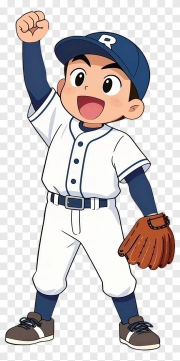 Cartoon Boy Playing Baseball PNG