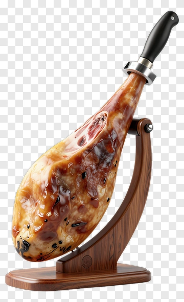 Serrano Ham On Wooden Stand PNG