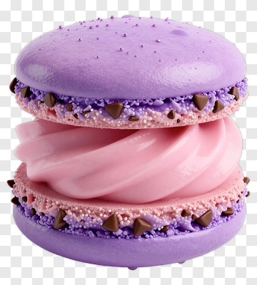 Colorful Macaron With Pink And Purple Cream Filling PNG