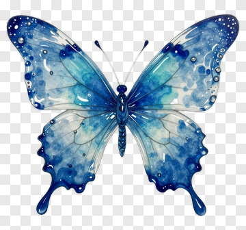 Watercolor Blue Butterfly PNG
