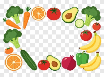 Colorful Vegetable And Fruit Border PNG