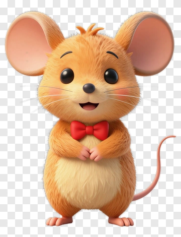 Cartoon Mouse With A Red Bowtie PNG