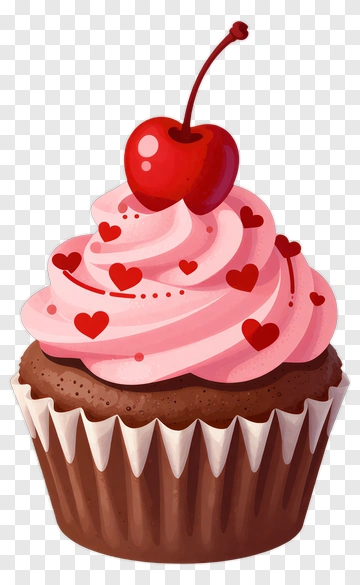 Cupcake With Pink Frosting And Cherry On Top PNG