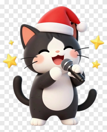 Cartoon Cat Singing With A Microphone PNG
