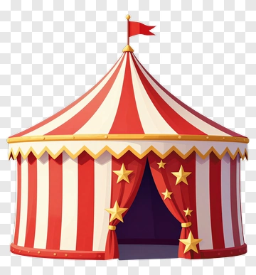 Circus Tent With Red And White Stripes PNG