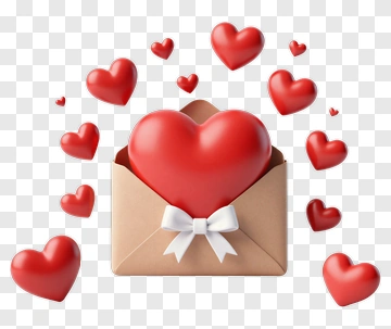 Heart Envelope With Floating Hearts PNG