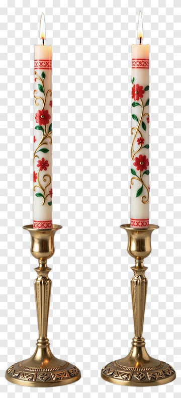 Decorative Candle Holders With Floral Candles PNG