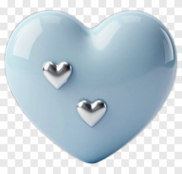 Blue Heart With Silver Accents PNG