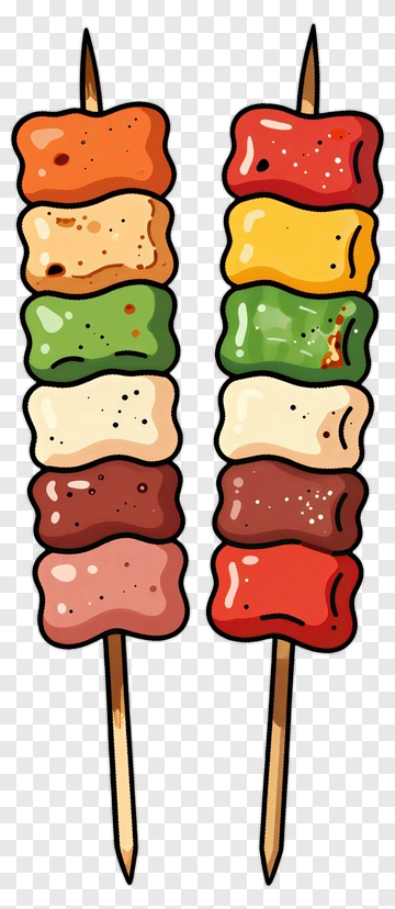 Colorful Candy Skewers PNG