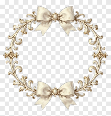 Elegant Decorative Wreath With Bows PNG