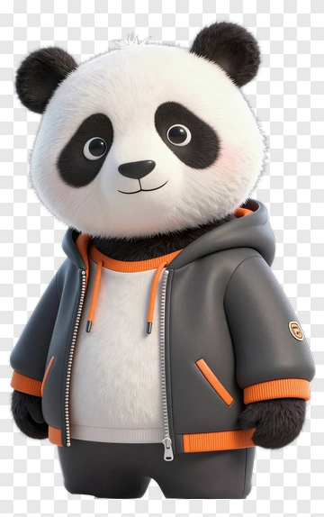 Cartoon Panda Wearing A Hoodie PNG