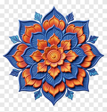 Colorful Floral Mandala Design PNG