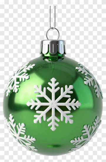 Green Christmas Ornament With Snowflake Design PNG