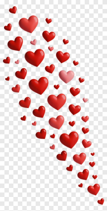 Colorful Hearts Falling In A Stream PNG