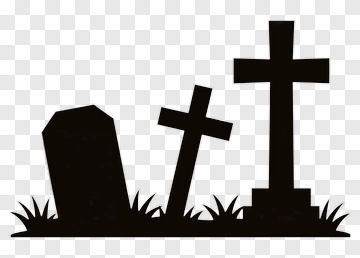 Graveyard Silhouette With Tombstones And Grass PNG