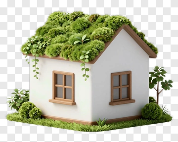 Eco House With Green Roof PNG