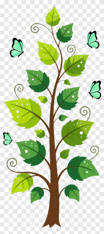 Colorful Tree With Butterflies PNG