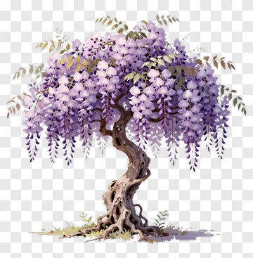 Wisteria Tree With Purple Blossoms PNG