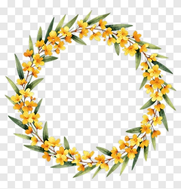 Floral Wreath With Yellow Flowers PNG