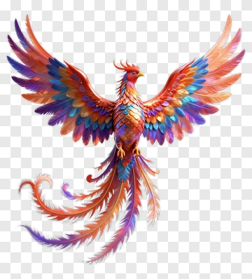 Colorful Phoenix With Outstretched Wings PNG