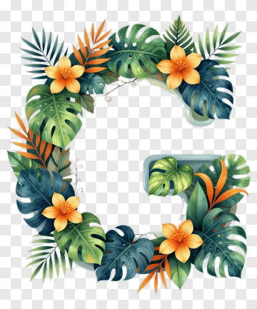 Tropical Floral Frame With Green Leaves And Orange Flowers PNG