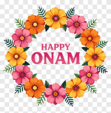 Floral Wreath For Onam Celebration PNG