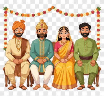 Traditional Indian Family Portrait PNG