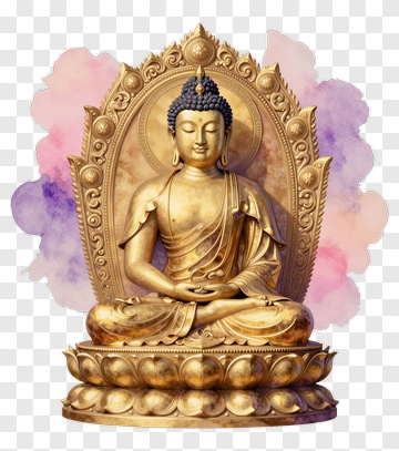 Golden Buddha Statue With Colorful Background PNG