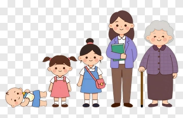 Cartoon Family With Children And Grandmother PNG