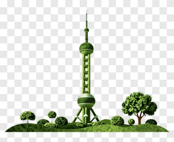 Green Tower Surrounded By Trees PNG